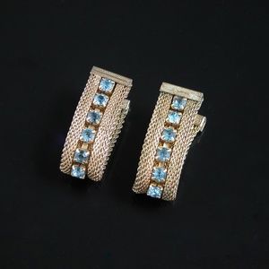 GRANDMA'S Clip On Earrings Gold Wrap Rhinestones